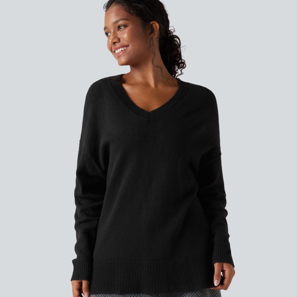 Halara Classic Black V-Neck Sweater